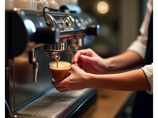 Barista pulling an espresso shot